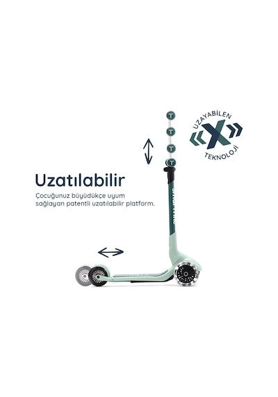 Smartrike Xtend Mini-ride 4 Aşamalı Büyüyen Oturaklı Scooter 1-9 Yaş Katlanabilir Led Tekerlekli Sage Green