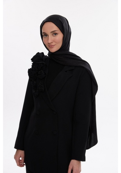 Mirsoy Scarf İpeksi Jakar Şal V Desen Siyah