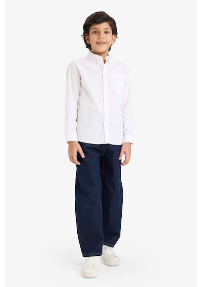 Defacto Erkek Çocuk Polo Yaka Oxford Uzun Kollu Basic Düz Gömlek W3215a626spwt34 Beyaz-wt34