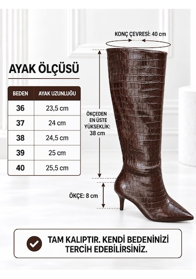 Dabab Shoes Aster Kadın Acı Kahve Kroko Cilt Sivri Burun İçi Kürklü 8 Cm İnce Topuklu Uzun Çizme Kahverengi Dabab Shoes Aster Kadın Acı Kahve Kroko Cilt Sivri Burun İçi Kürklü 8 Cm İnce Topuklu Uzun Çizme Kahverengi