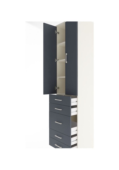 Hyperion Dolap 4 Raflı 5 Çekmeceli 2 Kapaklı 60x44x243 Aytaşı-antrasit Aytası
