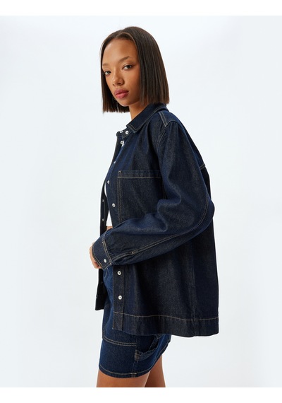 Koton Kot Gömlek Oversize Klasik Yaka Dikiş Detaylı Cepli Çıtçıt Düğmeli Koyu İndigo 5wal60018md İndigo Koton Kot Gömlek Oversize Klasik Yaka Dikiş Detaylı Cepli Çıtçıt Düğmeli Koyu İndigo 5wal60018md İndigo