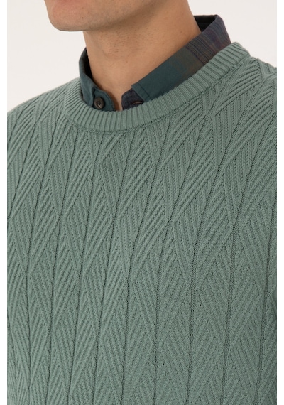 U.S. Polo Assn. Erkek Slim Fit Bisiklet Yaka Mint Kazak 50308323-VR090
