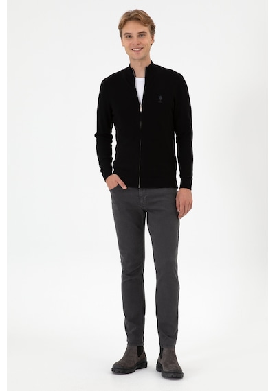 U.S. Polo Assn. Erkek Slim Fit Siyah Triko Hırka 50313684-VR046