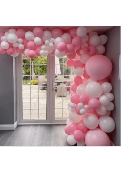 100 Adet Pembe-beyaz Balon Seti