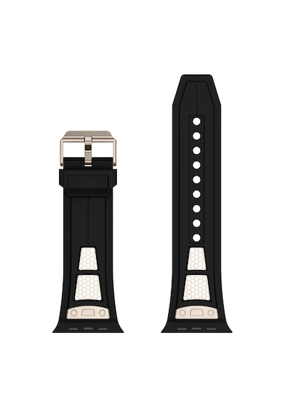 Apple Uyumlu  Watch  4/5/6/se 44mm Hava Alabilen Delikli Metal Süslemeli Desenli Silikon Kordon