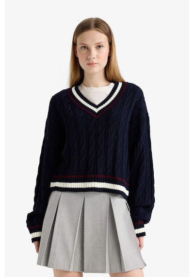 Defacto Coool Regular Fit V Yaka Kazak C7321ax25wnnv135 Lacivert