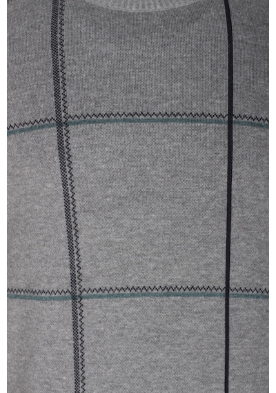 Erkek Triko Grimelanj Bisiklet Yaka Desenli Slim Fit Pamuklu Kazak Ncs Jeans 3744 Grimelanj
