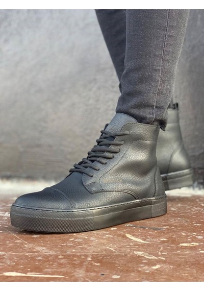 Chekich Ch029 Cst Vulcanized Lace Up Erkek Bot Sıyah Siyah