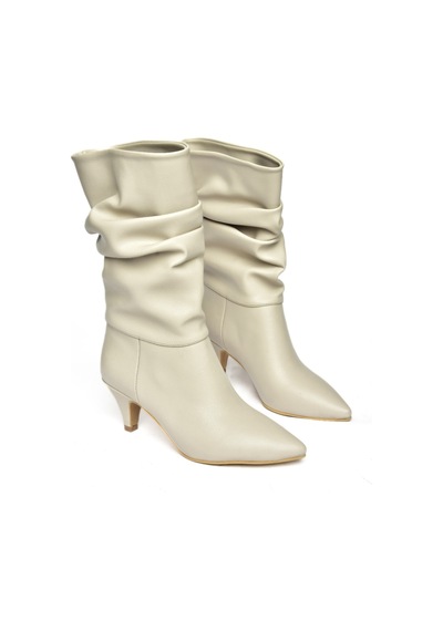 Fox Shoes Ten Kısa Topuklu Büzgülü Kadın Bot L404810609