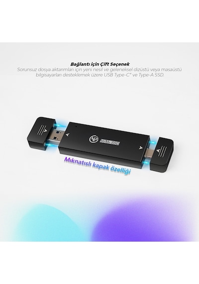 NPO DK01 USB-A/Type-C 22x42 M.2 NVMe Taşınabilir Harici SSD Boş Kutu