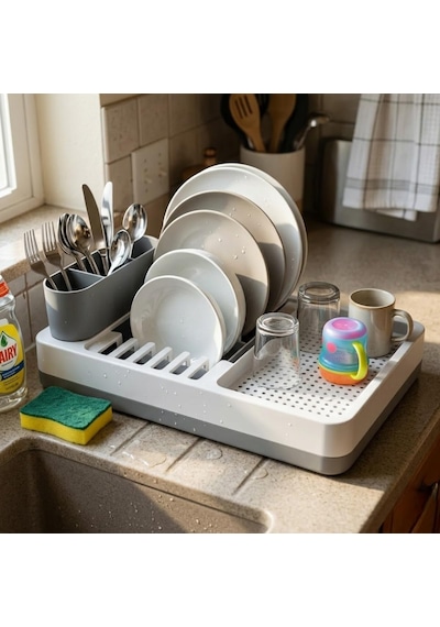 Deinhaus Tezgah Üstü Bulaşık Kurutmalık, Çok Bölmeli Tabak Ve Bardak Düzenleyici, Kaşıklıklı Mutfak Organizer 42 Cm Diğer