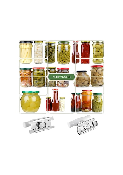 Pratik Kavanoz Ve Şişe Kapak Açacağı - Beyaz Paslanmaz Çelik, Ayarlanabilir, Ergonomik Tutma Saplı Çok Renkli