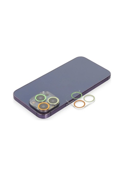 Apple İphone 13 Pro Max Renkli Kamera Lens Koruma Cam - Sarı-turuncu Belirtilmemiş