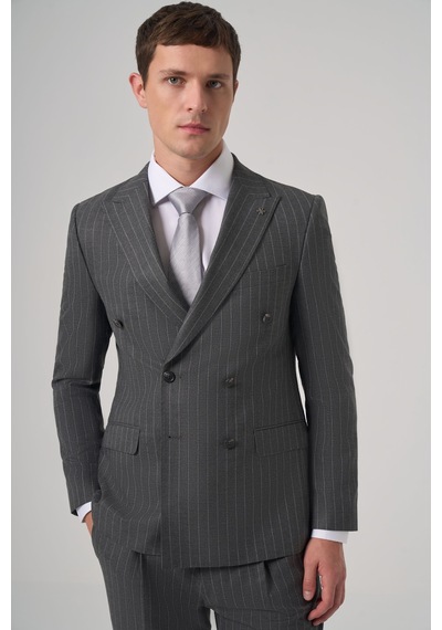 Morven Erkek Füme Poliviskon Trend Çizgili Slim Fit Kruvaze Takım Elbise 26mc001040050 Füme Morven Erkek Füme Poliviskon Trend Çizgili Slim Fit Kruvaze Takım Elbise 26mc001040050 Füme