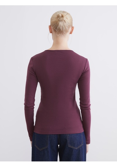 Lcwaıkıkı Basic Mürdüm Bisiklet Yaka Kadın Body