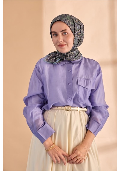 Silk Home Yaz Esintisi Eşarp 150002-12 Çağla, Lila Mavi, Taş, Sisli Yeşil