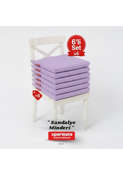 Xpermate 6'lı Sandalye Minderi Su İtici Kumaş 40 x 40 CM Lila