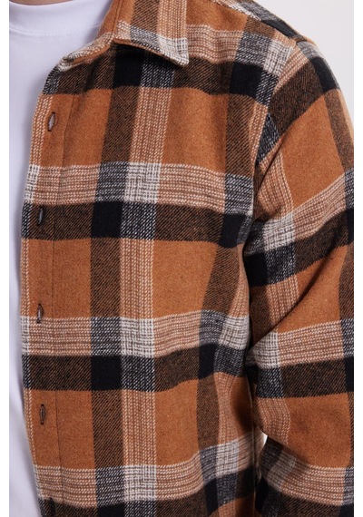 Tudors Erkek Slim Fit Dar Kesim Kareli Kışlık Oduncu Gömlek-42099 Çok Renkli
