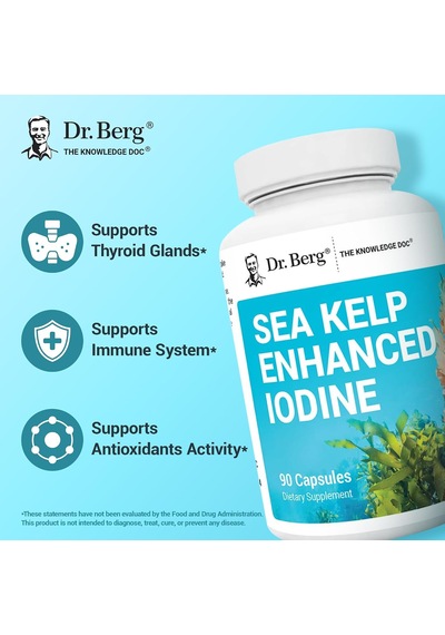Dr. Berg Sea Kelp Enhanced Iodine - Seaweed Blend Includes Klamath Blue-green Algae & Sea Kelp - 90