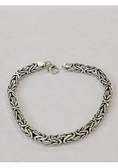 Omar Silver Kral Kare 4,8Mm Oksitli Bileklik 28,45Gr