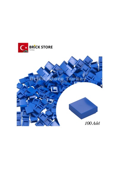 Yedek Parçalar, 100 Adet 1x1 Tile Düz Fayans Parçası, Mavi Blue , 3070