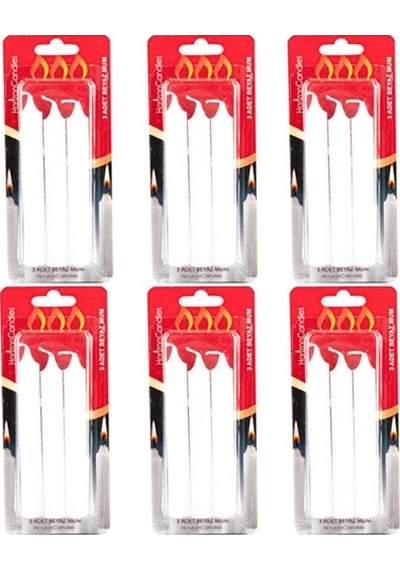 Horizon Candles Beyaz Mum 3'Lü X 6 Toplam 18 Adet