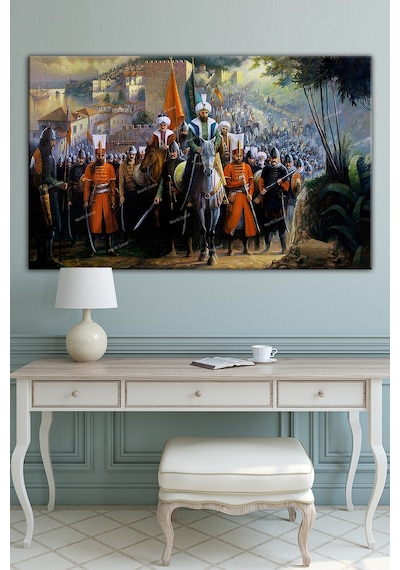 İstanbulun Fethi Fatih Sultan Mehmet Şehre Giriş Kanvas Tablo 60 x 40