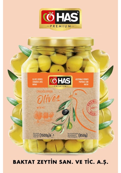 Has Premium Kırma Yeşil Zeytin 1600 G