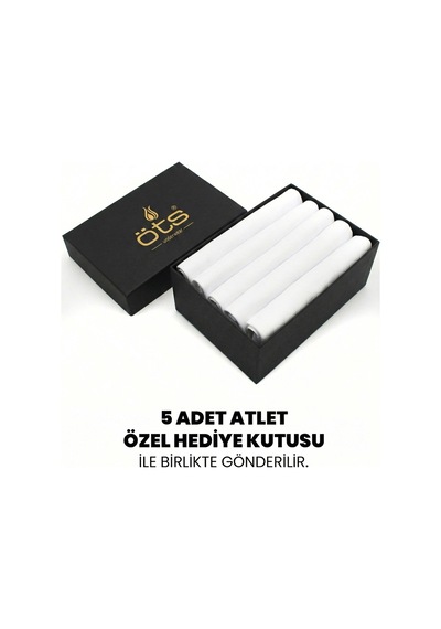Öts Premium Erkek 5 Li %100 Pamuk Atlet Süprem Hediye Kutulu Nefes Alan Doku 1210-k Beyaz