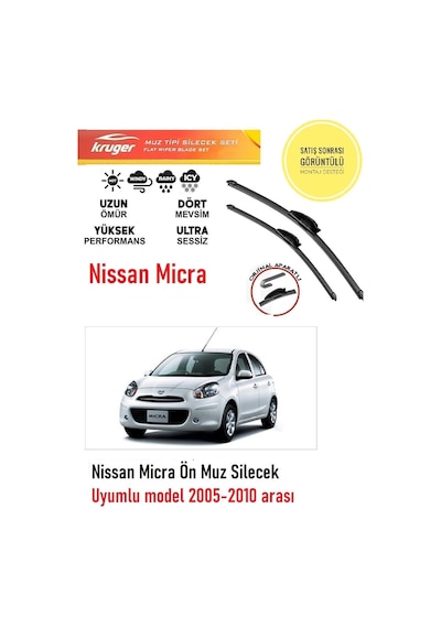 Nissan Micra Silecek Silgi Silgeç Silgeç Silgi 2007 Model Araca Özel Aparat