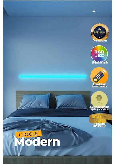 Luciole Led Abajur Aplik Gece Lambası Rgb Lambader 16 Renkli Uzaktan Kumandalı Işık 4 Animasyonlu Çok Renkli