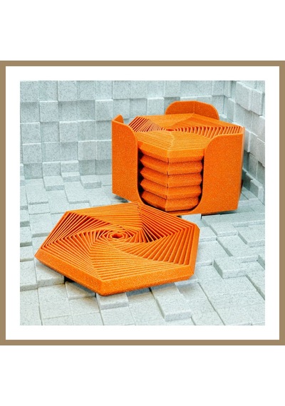 Bezos 3d Baskı Super Fidget Coaster Seti - Altıgen Desenli Bardak Altlığı Ve Tutucu-turuncu 22