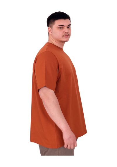Mode Xl Büyük Beden Erkek T-shirt Bisiklet Yaka Rose U25032 Tarçın Kahverengi