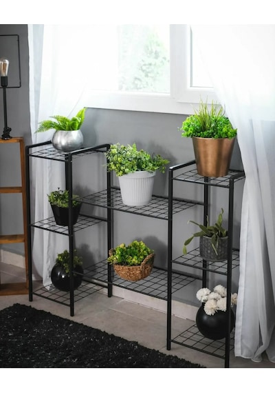 Metal Ayaklı 8 Tel Raflı Saksı Standı Katlı Saksılık Çiçeklik