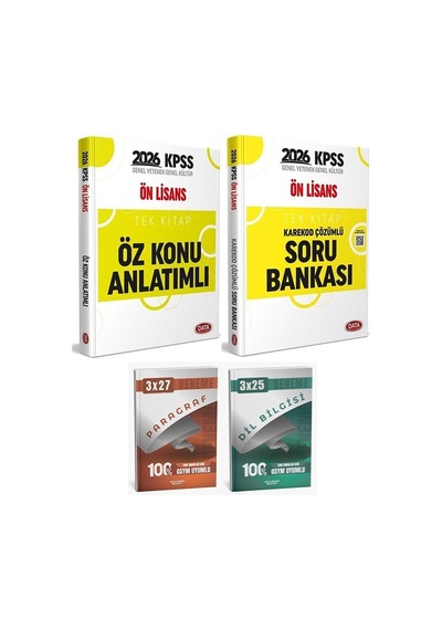 Data 2026 Kpss Ön Lisans Öz Konu Anlatımlı + Soru Bankası 2 Li Set Anla Kazan Paragraf