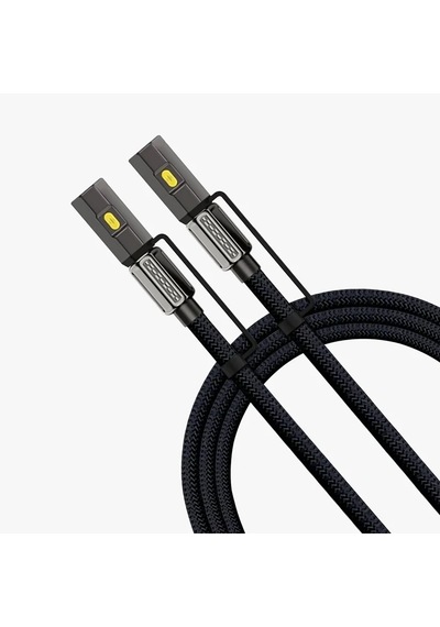 Led Fener Ve Alevsiz Çakmak Fonksiyonlu Type-c Şarj Ve Data Kablosu 120 Cm Siyah