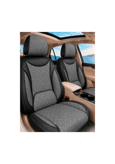 Renault Kangoo Combi 2008-2021 Uyumlu Softcotton Serisi Füme - Siyah Oto Koltuk Kılıfı