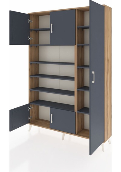 Arges Dolap 11 Raflı 5 Kapaklı 132x30x195 Çam-antrasit/antrasit Çam Arges Dolap 11 Raflı 5 Kapaklı 132x30x195 Çam-antrasit/antrasit Çam