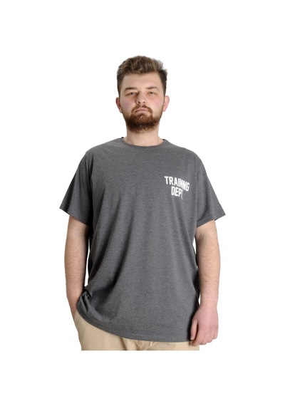 Mode Xl Büyük Beden Erkek T-Shirt Traınıng Dept 23128 Antramelanj 001