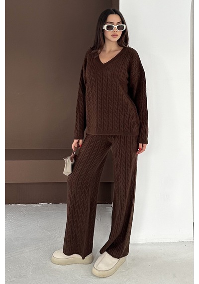Noa & Noa Kadın Örgü Triko Takım Cozy Texture Kahverengi