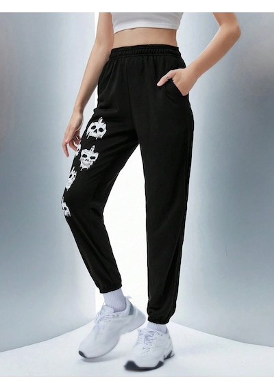 Coolane Skull Print 4 Mevsim Eşofman Siyah