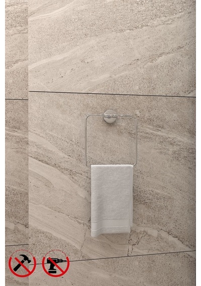 Alper Banyo Ceria Krom Eko Kare Havluluk, Havlu Askısı, İster Yapıştır İster Montajla Krom