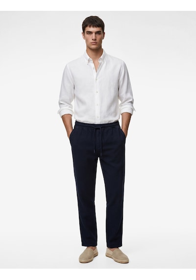 Koton Regular Fit Pamuklu Cepli Beli Bağcıklı Pantolon Lacivert 6sam40009ıw