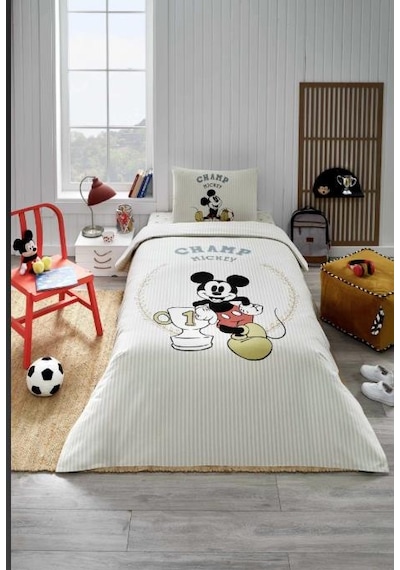 Özdilek Mickey Mouse Champ Tek Kişilik Disney Lisanslı Lastikli Çarşaf Çocuk Pike Takımı Çok Renkli