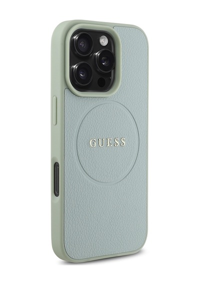 Apple Uyumlu iPhone 16 Pro Max Kılıf Guess Lisanslı Magsafe Şarj Özellikli Yazı Logolu Grained Yeşil