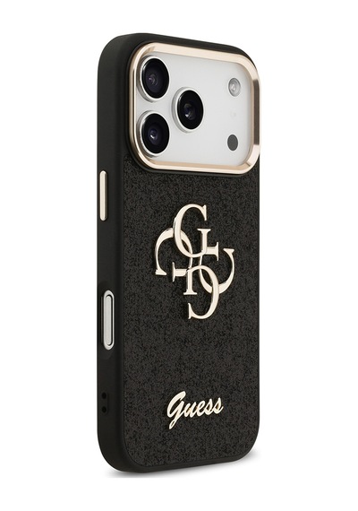 Apple Uyumlu iPhone 17 Pro Kılıf Guess Lisanslı 4g Büyük Metal Logolu Glitter Kapak Siyah Siyah