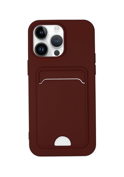 Apple iPhone Uyumlu 14 Pro Kılıf Kelvin Kartvizitli Silikon - Bordo Bz8683140425197