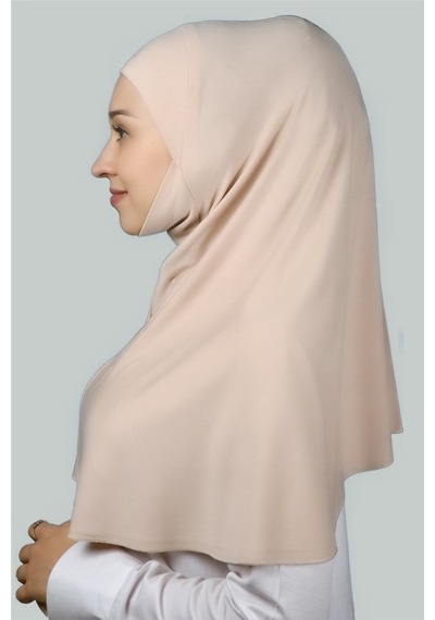 Altobeh Hazır Türban Peçeli Pratik Eşarp Tesettür Nikaplı Hijab - Namaz Örtüsü Sufle (XL) - Bej