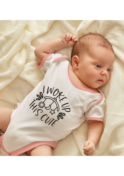 Bk Gift Bk Kids This Cute Tasarımlı Pembe Bebek Body Zıbın-1 12-18 Ay Sarı
